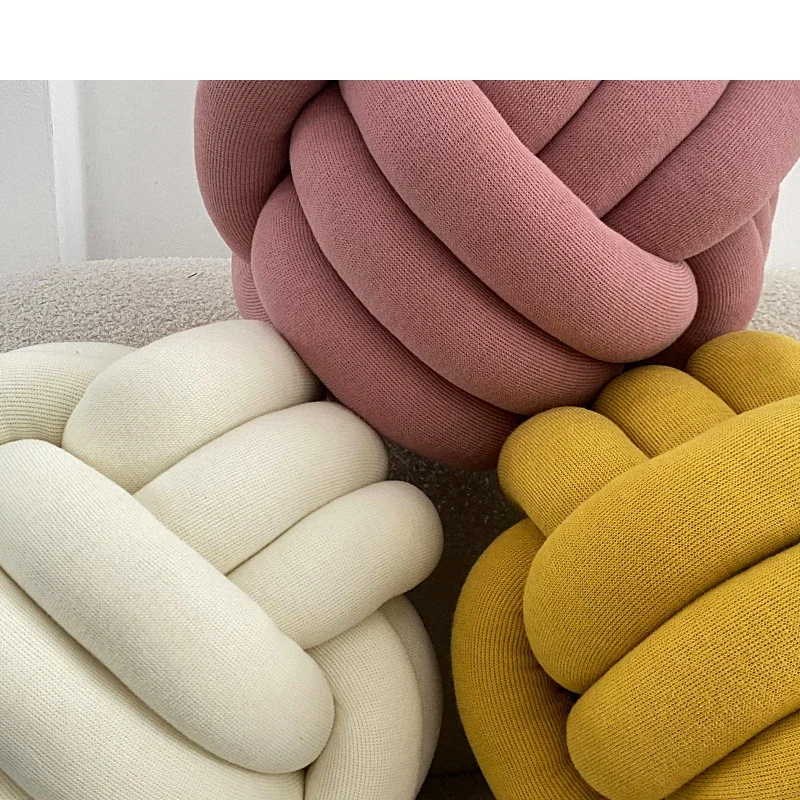 Imagem -04 - Macio Circular Mão Knotted Sofá Travesseiro Velvet Plush Ball Chair Almofada Bed Filling Pillow Living Room Chair Decoração de Casa 28cm