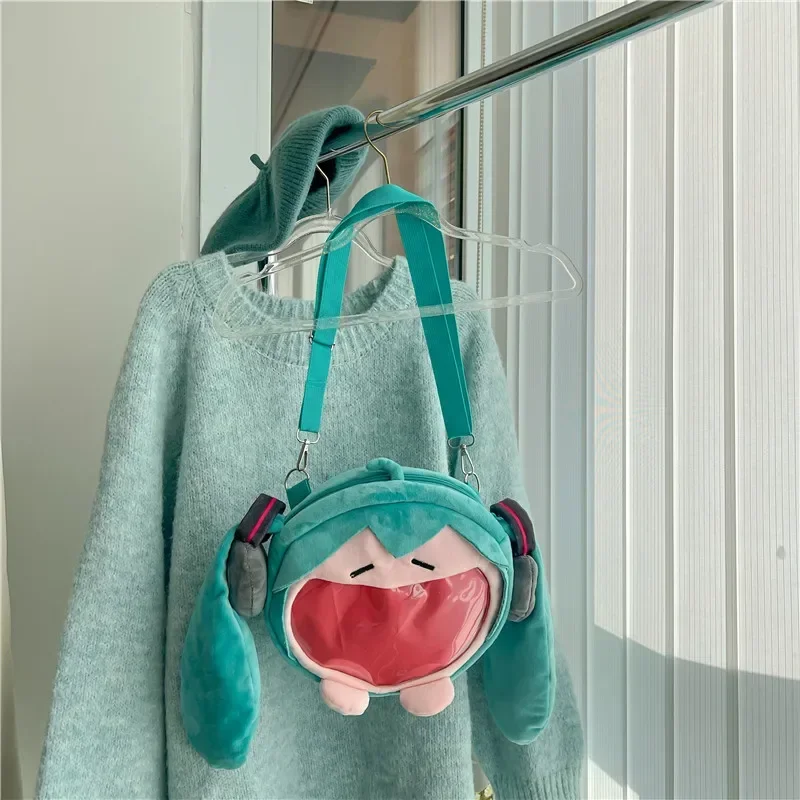 24×22cm Hatsune Miku Shoulder Bag New Backpack Cute Anime Girl Plush Cartoon Kawaii Knapsack Student Bag Packet Kids Gifts Toys