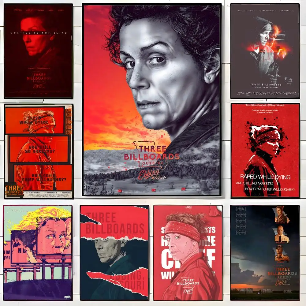 Drama Film T-Three Billboards Outside Ebbing Missouri Poster Wall Art Print Decorative Mural Home Decor Gift Unframed