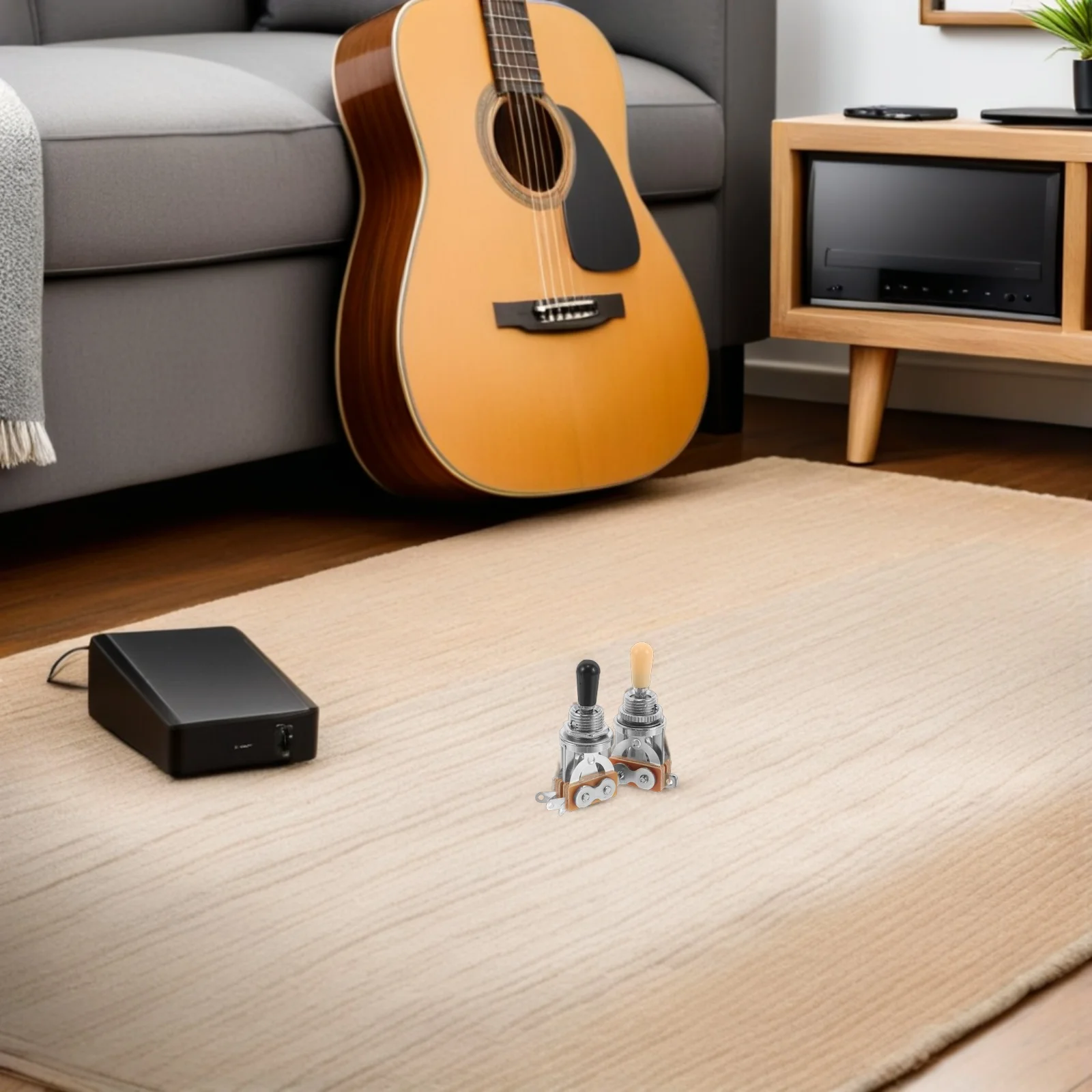 

2Pcs Guitar Electronics Kit 3-Way Toggle Switch with Metal Cap Interchangeable Knobs for Electric Guitar Wiring Upgrade Studio