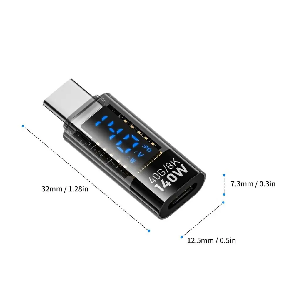 PD 140W USB-C Adapter Digital LED Display 8K 60HZ Power Meter Tester 40Gbps Aluminium Alloy for iOS Converter Mobile Phone image 6
