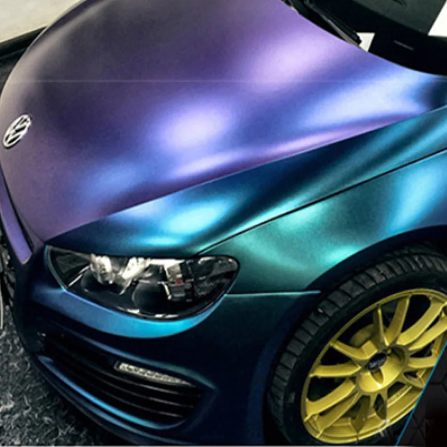 1.52*18m Matte Chameleon Glitter PVC Vinyl Sticker Car Wrap Film Sparking Diamond Chamelen light blue purple Car Sticker