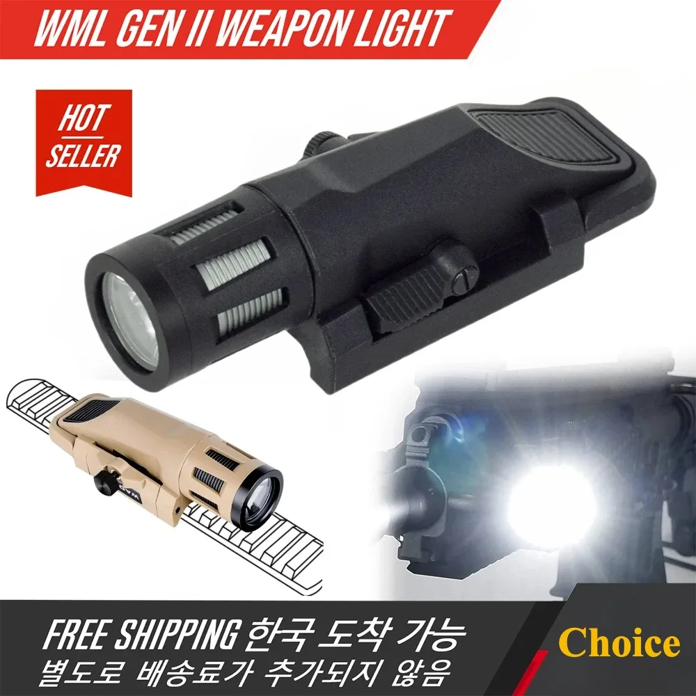 Tactical WML LED Flashlight Short Hunting Weapon Gun Light Strobe Airsoft Rifle Constant Momentary Outdoor Hunting for 20mm Rail