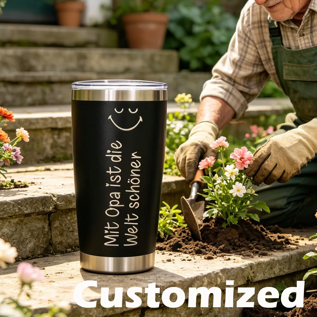 Personalisierte Geschenke für Opa, personalisierter 20oz Becher, Opa-Oma-Becher von Enkelin, Enkel, Geburtstagsgeschenk für Opa – Detail 2
