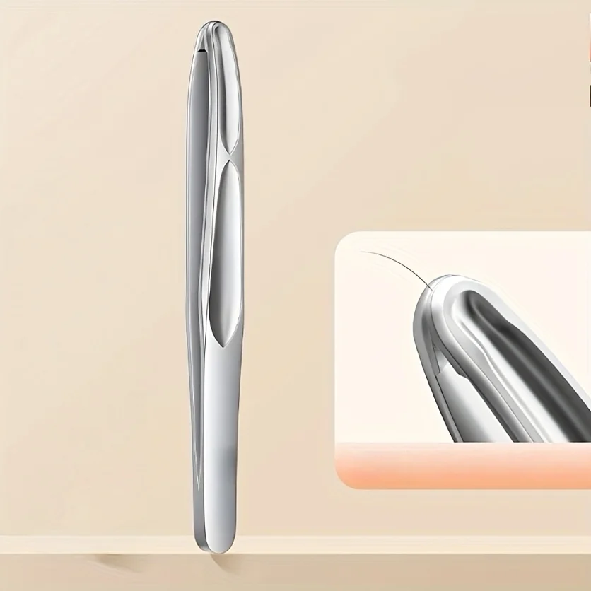 Klipsy do brwi ze stali nierdzewnej do precyzyjnego przycinania brody i wąsów - delikatne do jasnego beżu, okrągłe pęsety z wzorem.