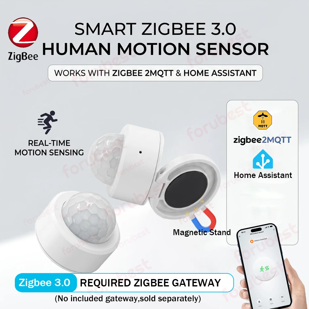 Sensor de movimento inteligente zigbee 3.0 pir, detector de corpo humano por infravermelho, sistema de alarme de proteção de segurança para assistente doméstico, zigbee2mqtt