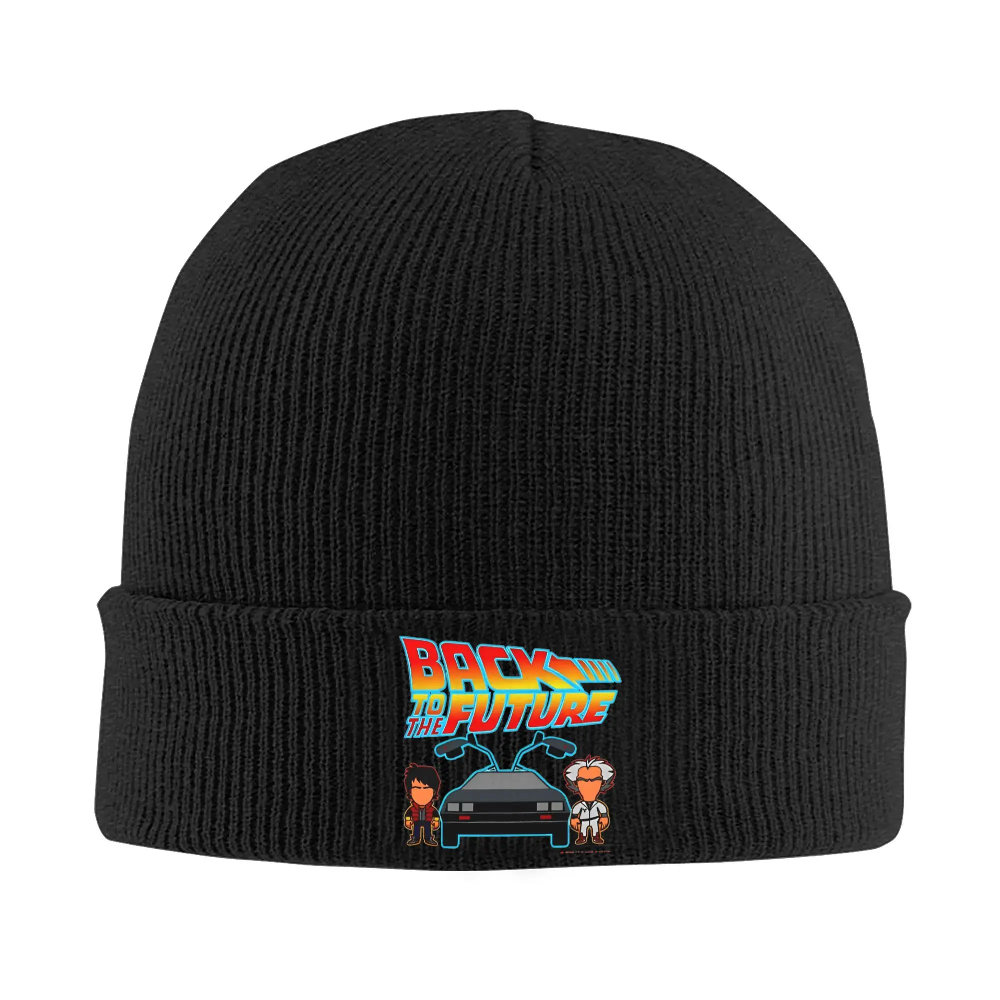 Back to the Future Cartoon style Knitted Hat Autumn Winter Skullies Beanies 80s Film Movie Cap Female Male Acrylic Casual Bonnet