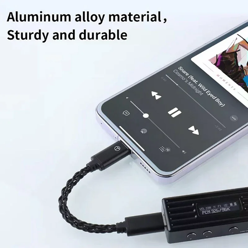 Cable de Actualización de Amplificador DAC TRN a Tipo C a Tipo C, Adaptador HiFi, Amplificador de Auriculares, Cable de 8 Hilos Plateado para Teléfonos TRN TE Pro