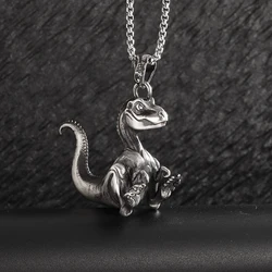 Fashionable Big Mouth Crocodile Dinosaur Animal Pendant Necklace Men's Punk Hip Hop Trendy Jewelry Boy Gift