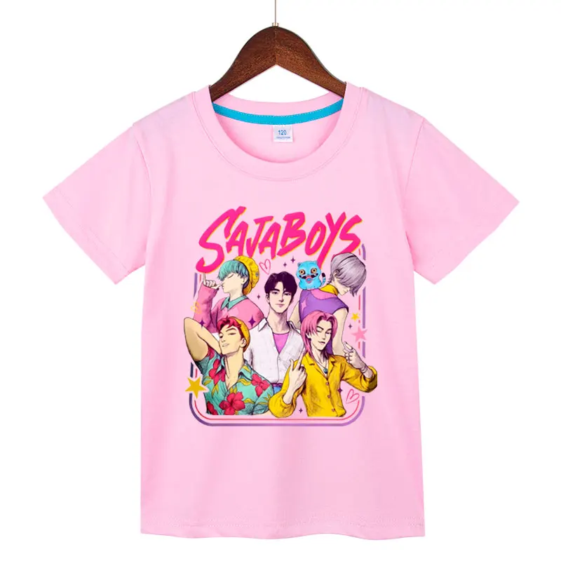

Teen Girl Boy T-shirts Korean Anime KPop Demon Hunters Sajaboys Print Short SleeveT Shirt Harajuku Movie Fans Gift Tshirts Tops