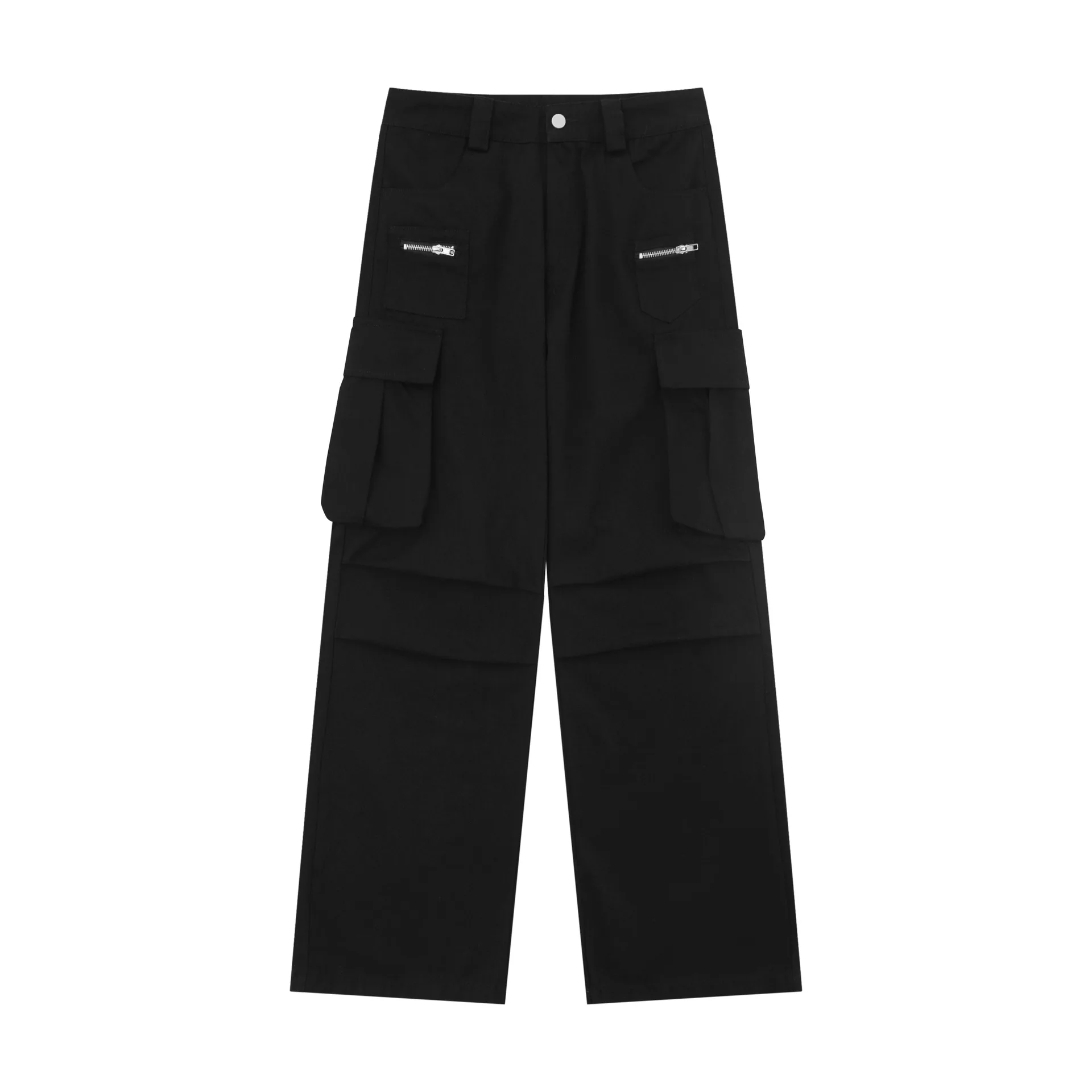 OR FL American Retro Fold 100 Cotton Women Paratrooper Pants Women's Baggy Wide Leg Pants Y2k Solid Color Slacks Cargo Trousers