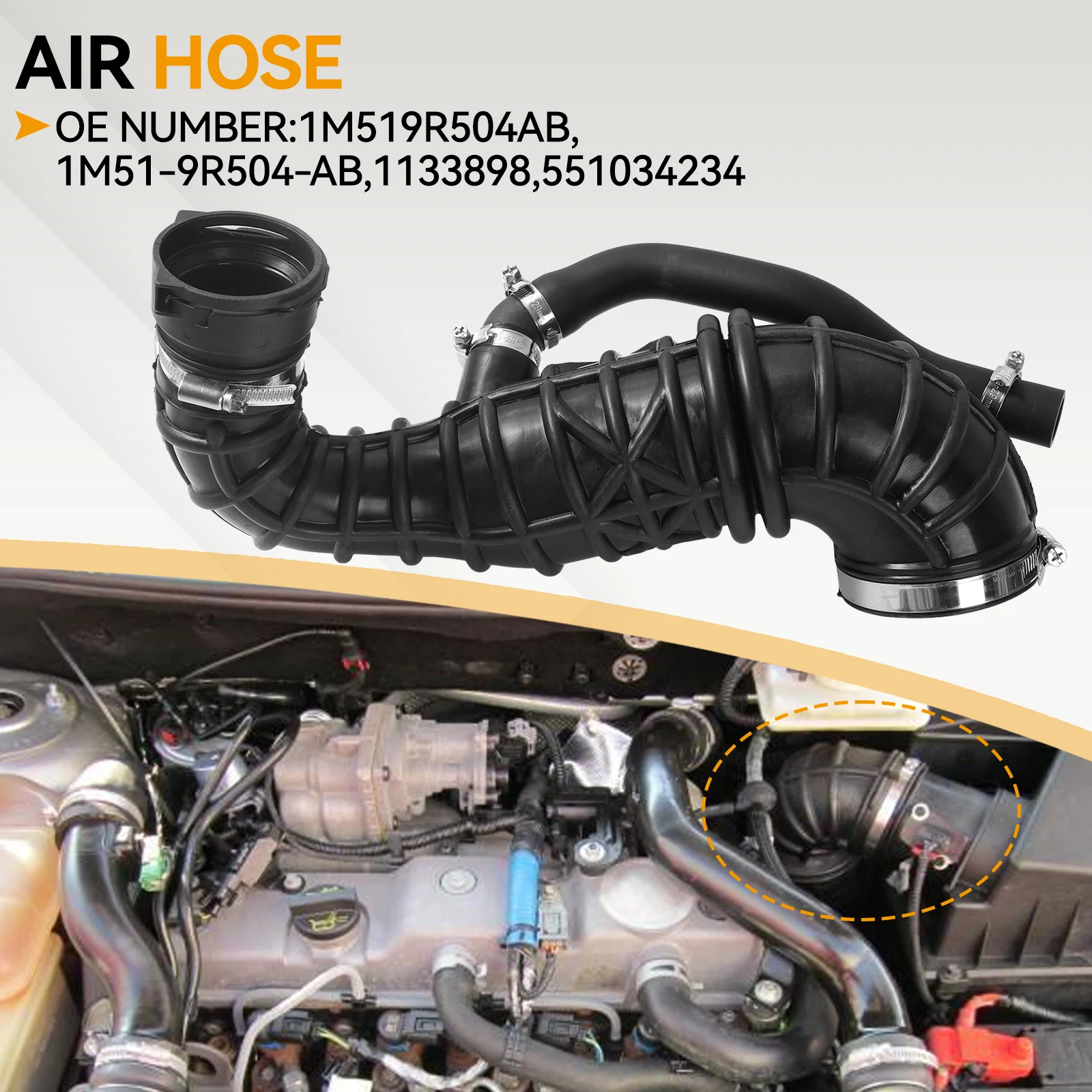 Car Air Filter Cleaner Intake Duct Hose Pipe 1133898 For Ford Focus Transit Connect Tourneo Connect 1.8TDCi 1998-2016 Auto Parts