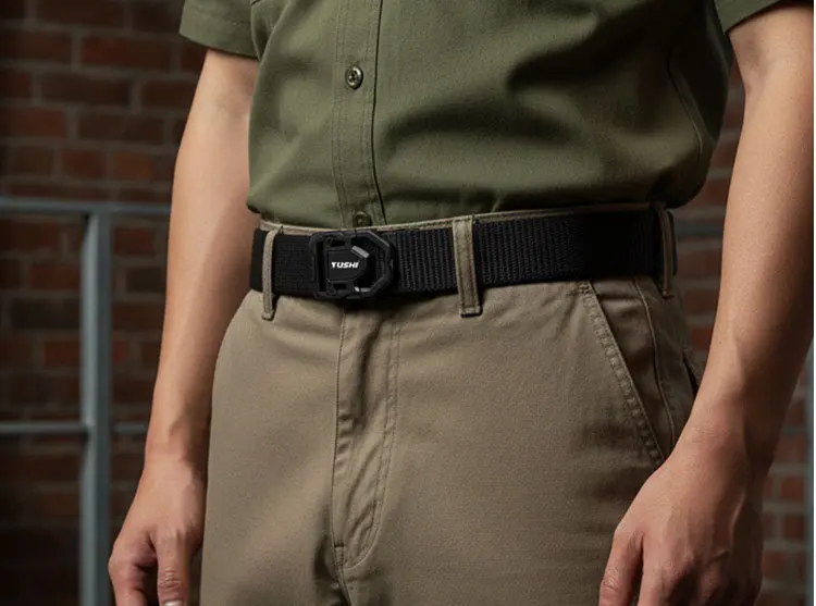 Quick Release Nylon Tactical Belt Stepless Full Range Length Adjust Hard Support Steel Sheet Anti Slip Weave Surface Treatment