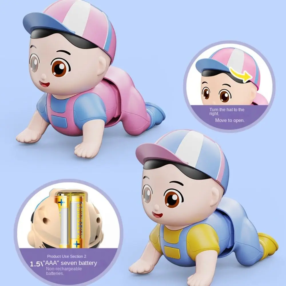 Learning Standing Climbing Electric Crawling Doll Writhe Buttocks With Music Crawling Baby Toys Walk Fun Baby Crawling Doll