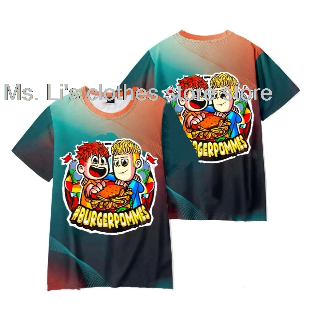 New in Icrimax T shirt Boys girls kids Burgerpommes Short sleeved Gradient color Tees Children Clothes