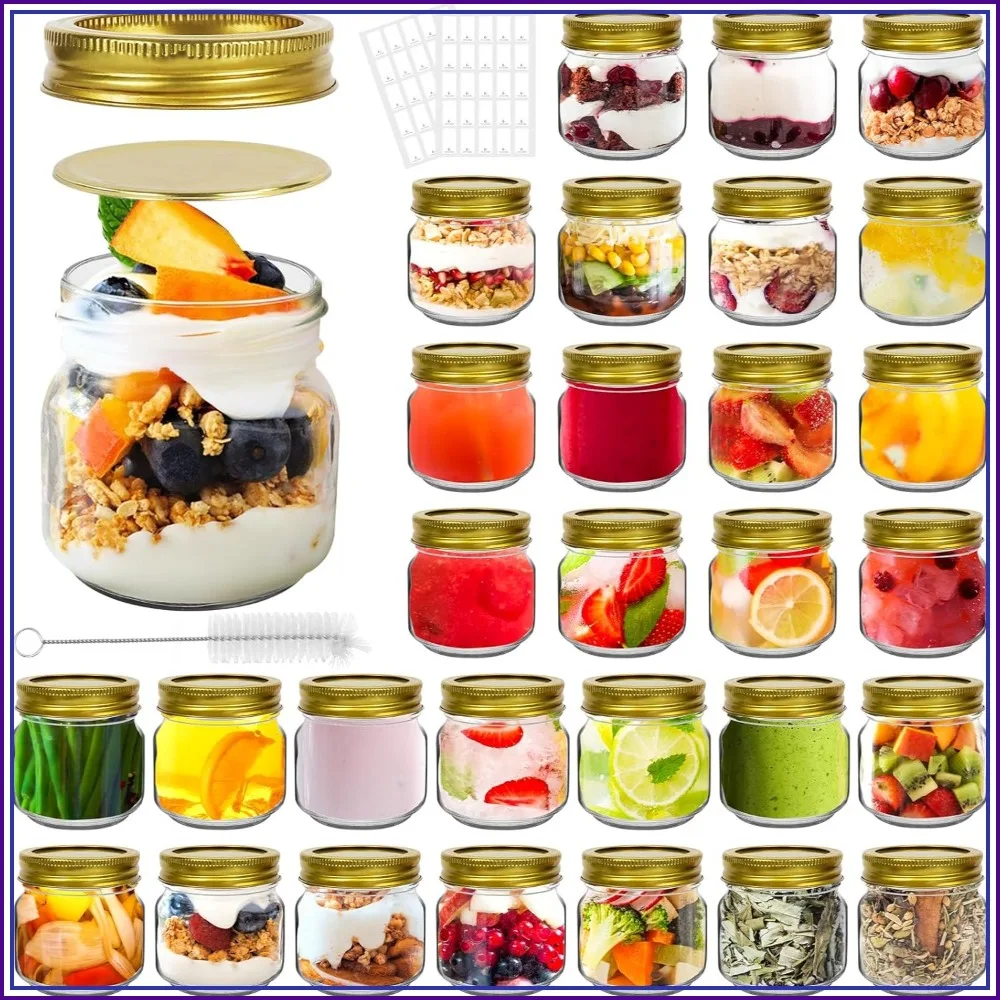 8 oz Mason Jars 30 Pack 240ml Glass Canning Jars with Regular Mouth Lids for Overnight Oats, Jam, Honey, Spices, Wedding Favors