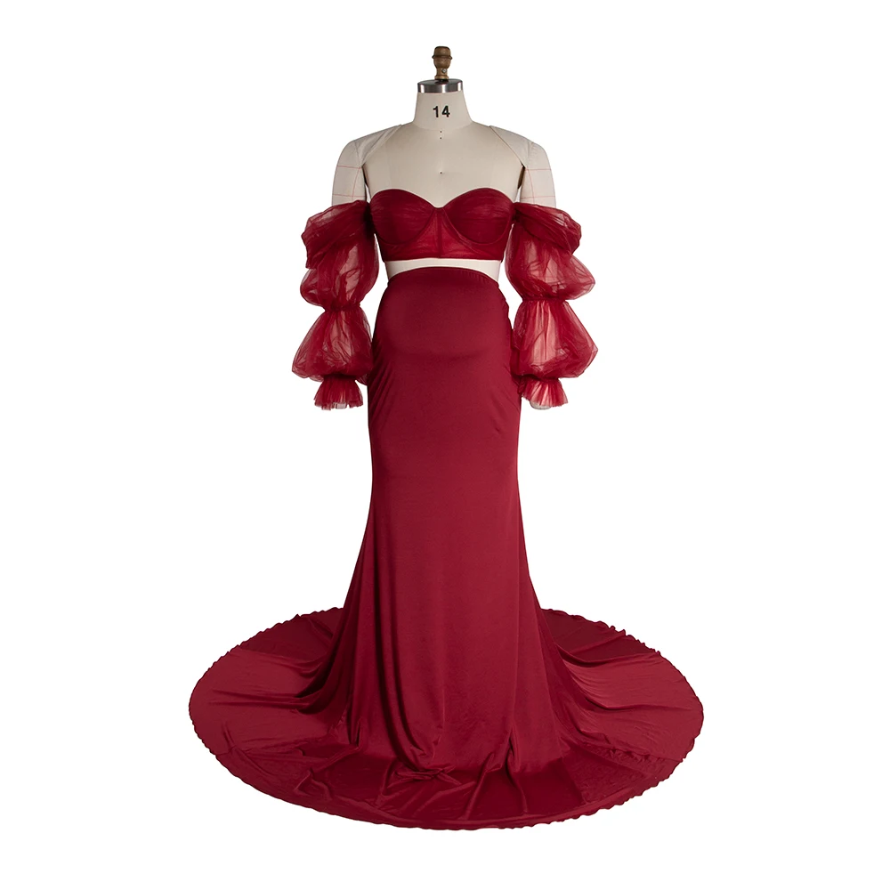 طقم مكون من قطعتين بأكمام شفافة من القماش القابل للتمدد لفساتين استحمام الطفل لالتقاط الصور الفوتوغرافية