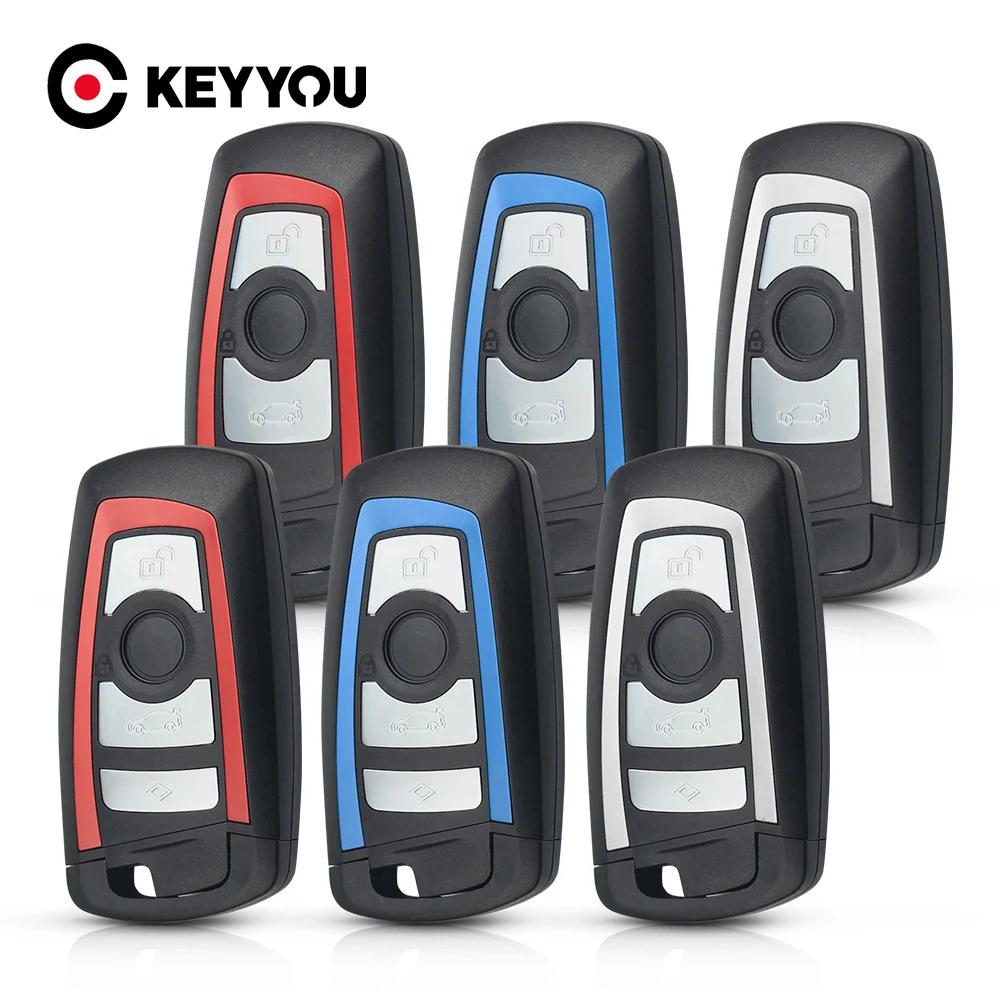 KEYYOU Key Case Cover Replacement For BMW CAS4 F 3 5 7 Series E90 E92 E93 X5 F10 F20 F30 F40 3/4 Button Shell