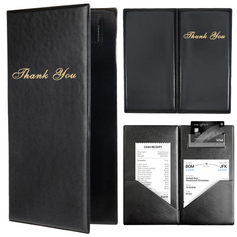 

1Pcs Leather Check Folder Guest Check Card Holder Restaurant Check Presenters Guest Bill Server Menu Folder Checkbook Organizer