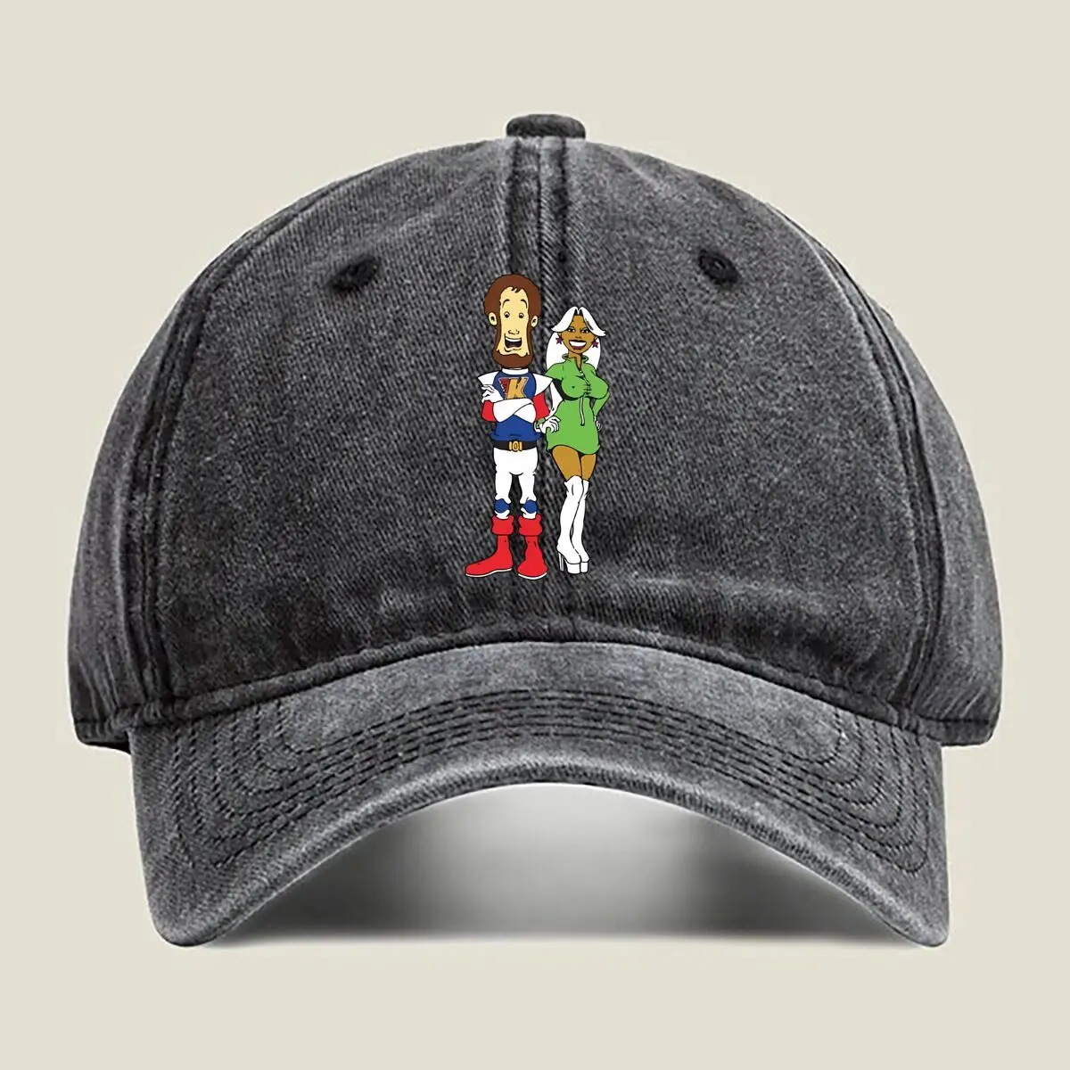 

Cartoon Couple Cartoon Couple retro - style art Washed Baseball Cap