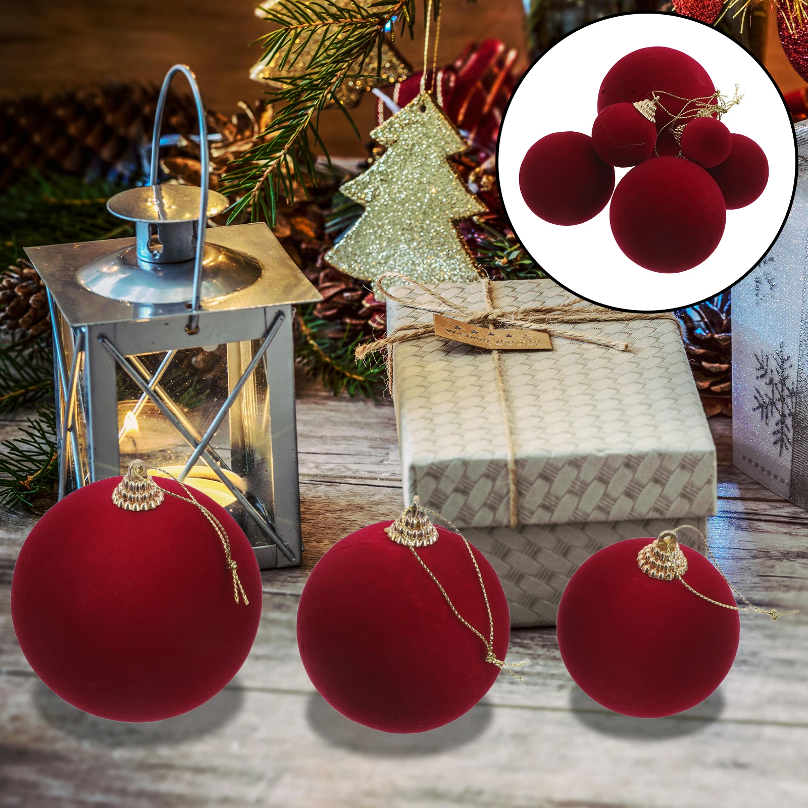 

12pcs Valentine'S Day Tree Baubles Red 3/4/5/6/7/8Cm Shatterproof Hanging Decor For Wedding Party Seasonal Diy Decoration