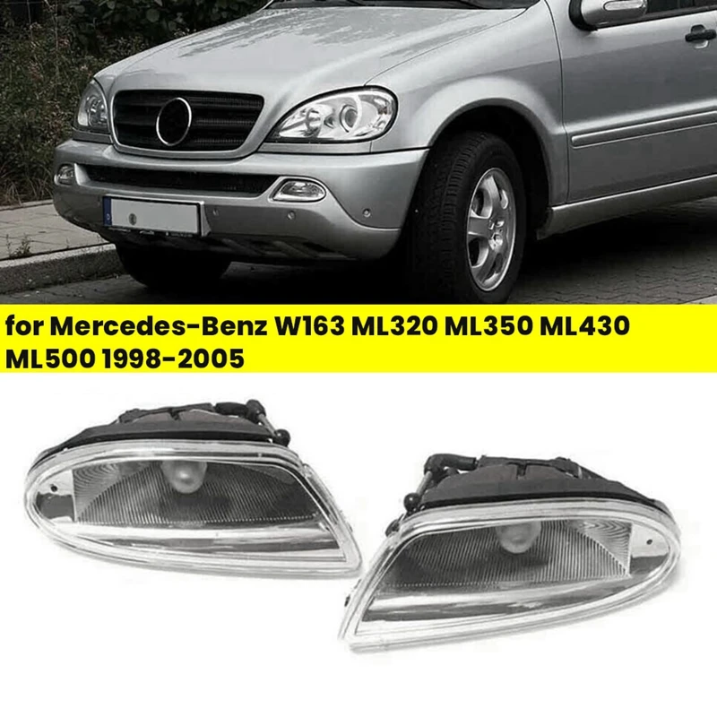 1Pair Front Anti-Fog Light Driving Lamp For Mercedes-Benz W163 ML320 ML350 ML430 ML500 1998-2005 A1638200328 A1638200428