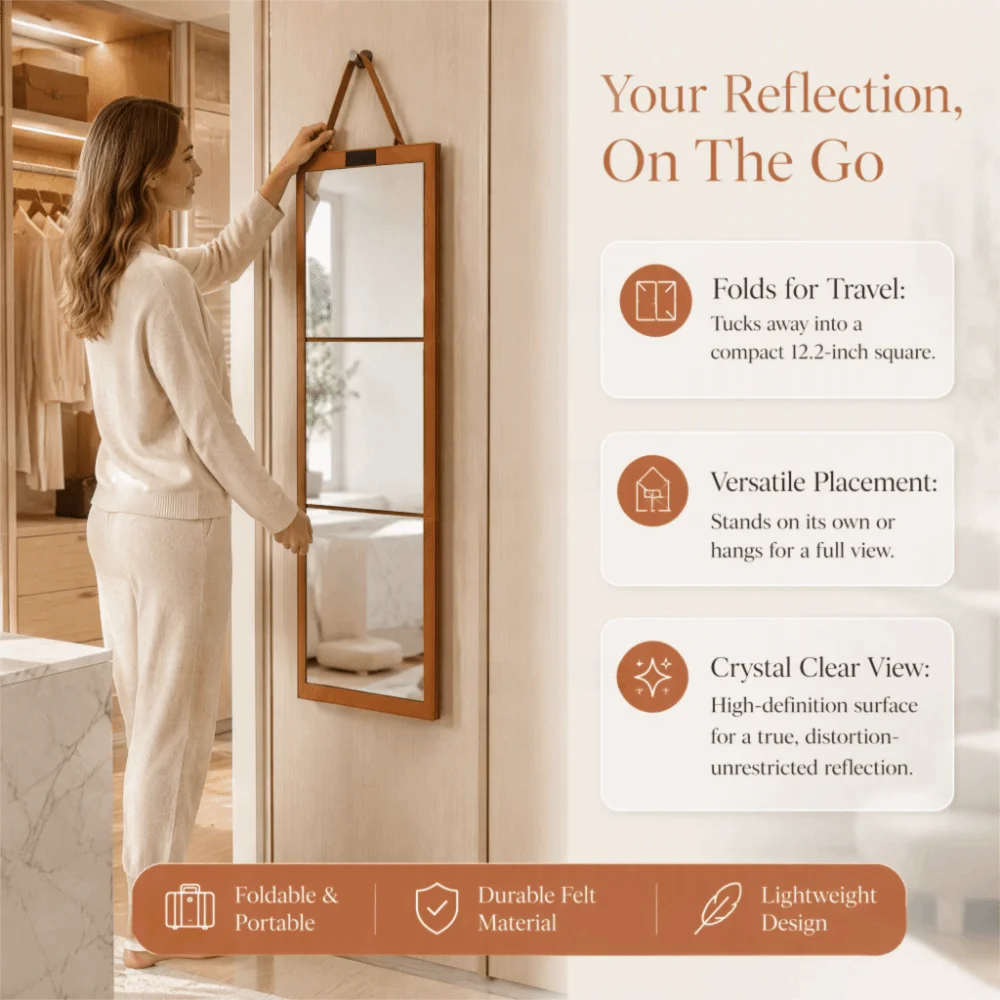 Multifunctional Foldable Full-Length Mirror Can Be Flat Can Be Stand Clear Color Restoration Portable Folding Full-Length Mirror