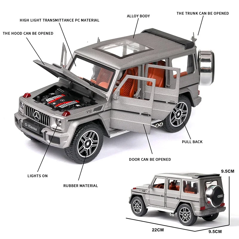 1:24 Mercedes Benz G63 AMG Alloy Car Model Off-road Vehicle Computer Bookshelf Decorative Ornaments Collection Toys For Children