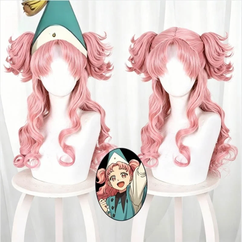 Witch Hat Atelier Tetia Cosplay Wig Pink Long Wavy Double Fluffy Ponytail Heat Resistant Hair Anime Cos Party Costume Accessory