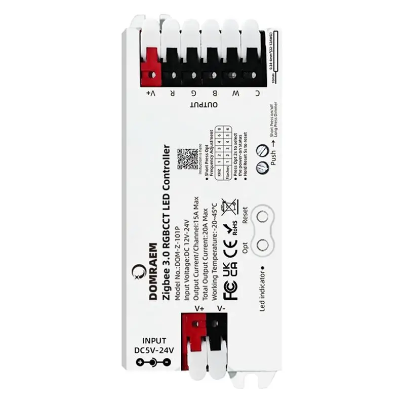 ABWR-DOMRAEM ZIGBEE3.0 5-в-1 контроллер светодиодной ленты RGB с диммером CCT RGBCCT RGBW для Huxe Smartthings Echo Plus 20A