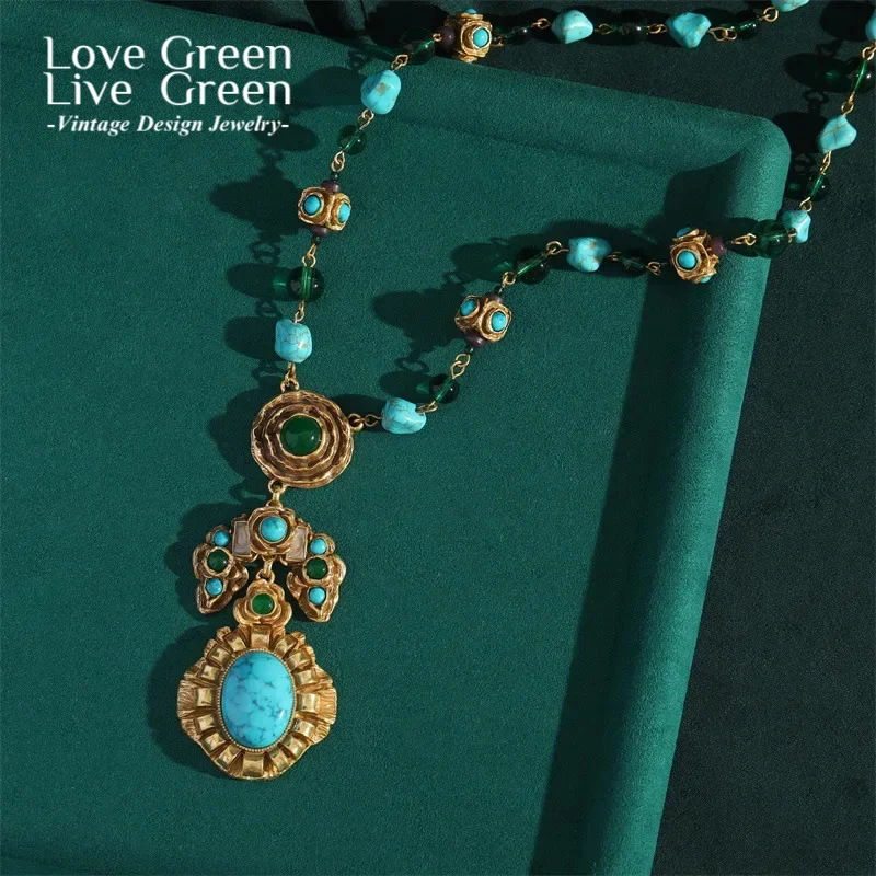 

Богемные ювелирные изделия, винтажное зеленое ожерелье, хрустальные стеклянные каменные бусины, подвески и подвески, эстетические роскошные дизайнерские тенденции в стиле бохо, 2025 г.