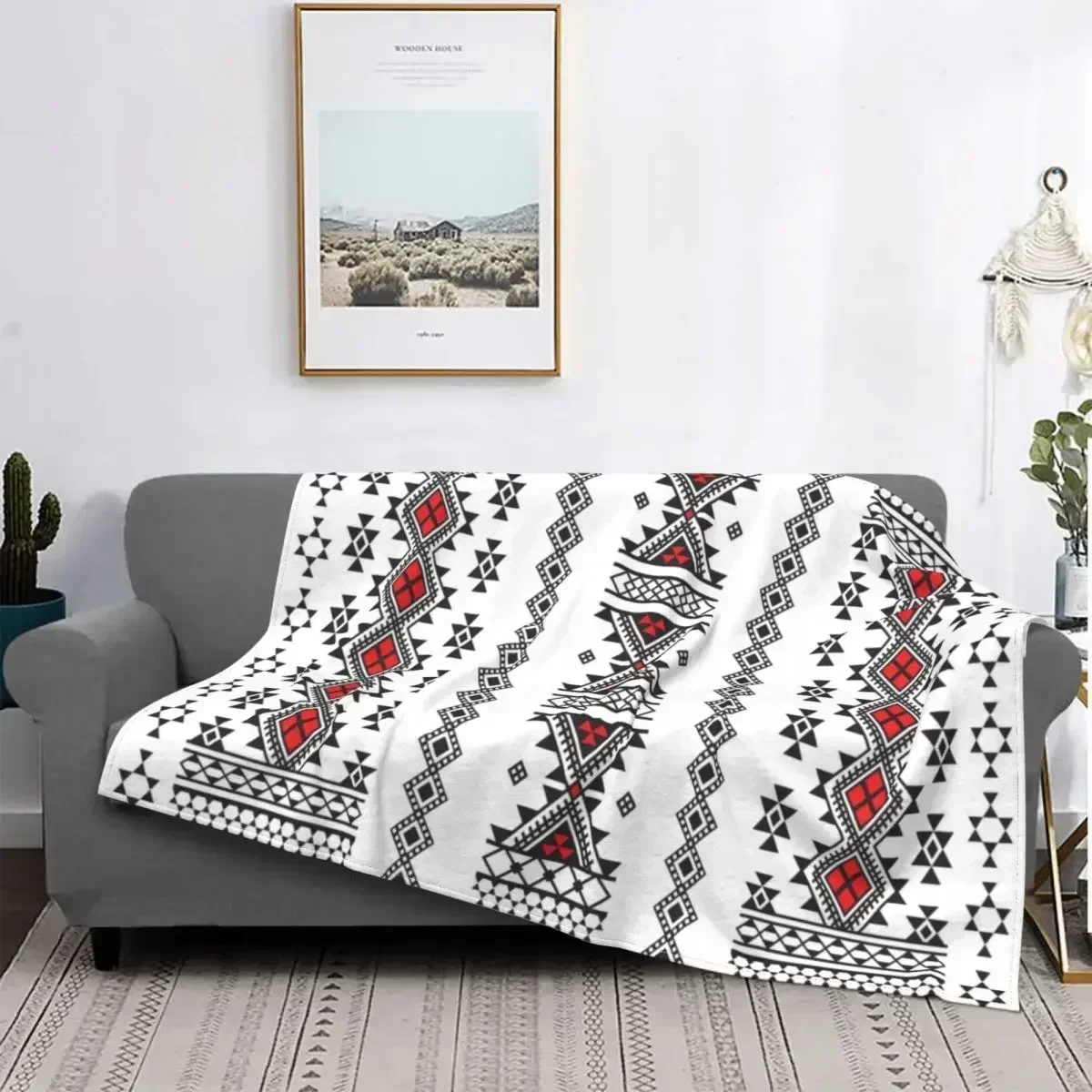 1pc3D Printed Blanket Breathable Soft Flannel Winter Bohemian Amazigh Berber Throw Blanket Sofa Family Bed Gift