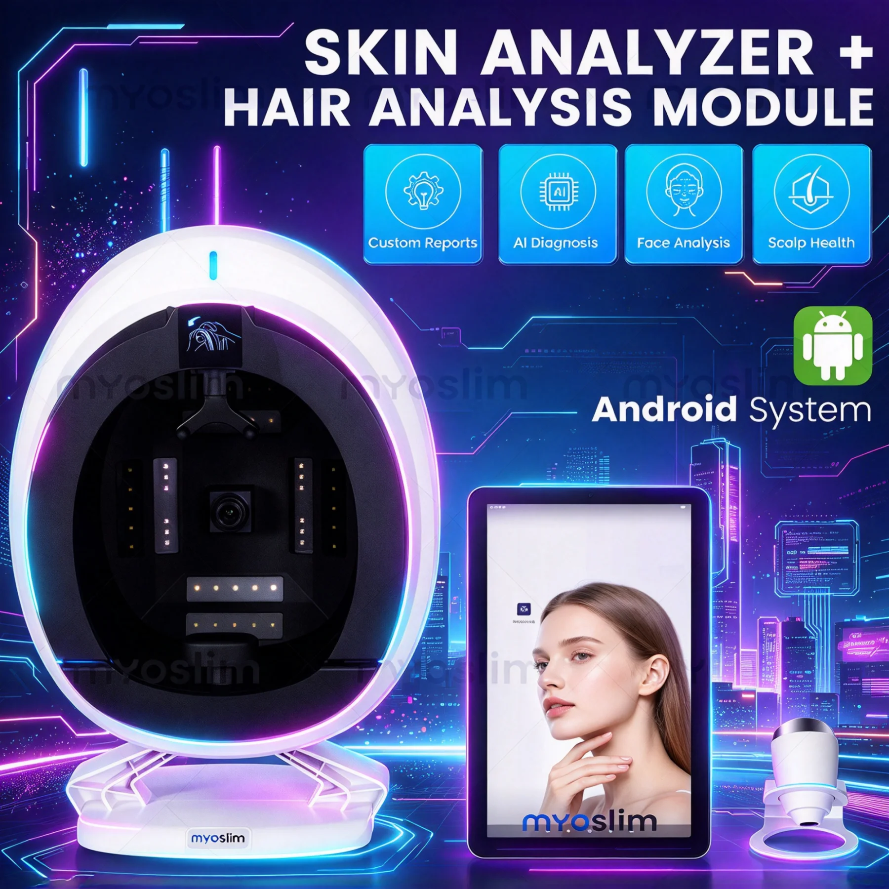 AISIA Q1pro Multispectral AI Skin Analyzer with 3 Cameras UV RGB 3D Dermal Facial Diagnosis for Salon Tester