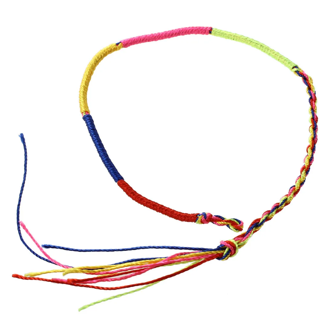 9 x Hippie Style Colorful Braided Friendship Bracelets Thread Prayer Bracelet Random Color--Textured