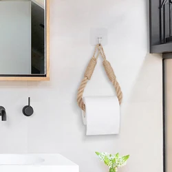 Nail-free Hemp Rope Tissue Holder Wall Hanging Cotton Hemp Bathroom accessories storage rope Tissue Holder Solid only rope