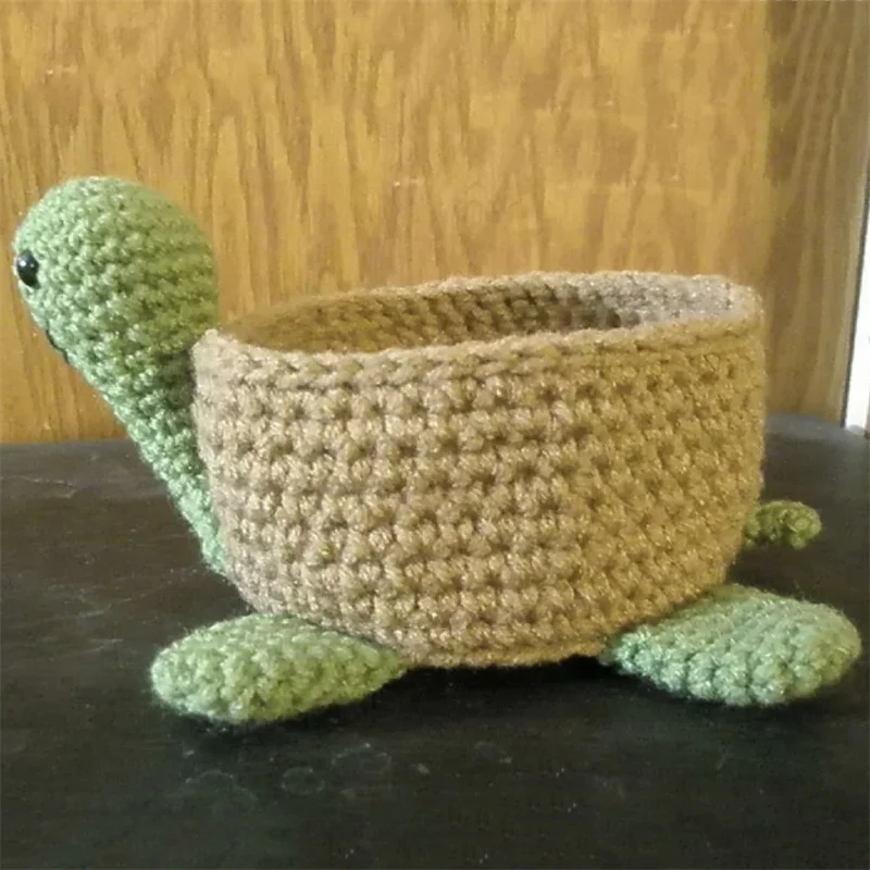 Handmade crocheted Cute Creative cartoon Turtle storage basket  For children birthday gift home table decoration storage  basket