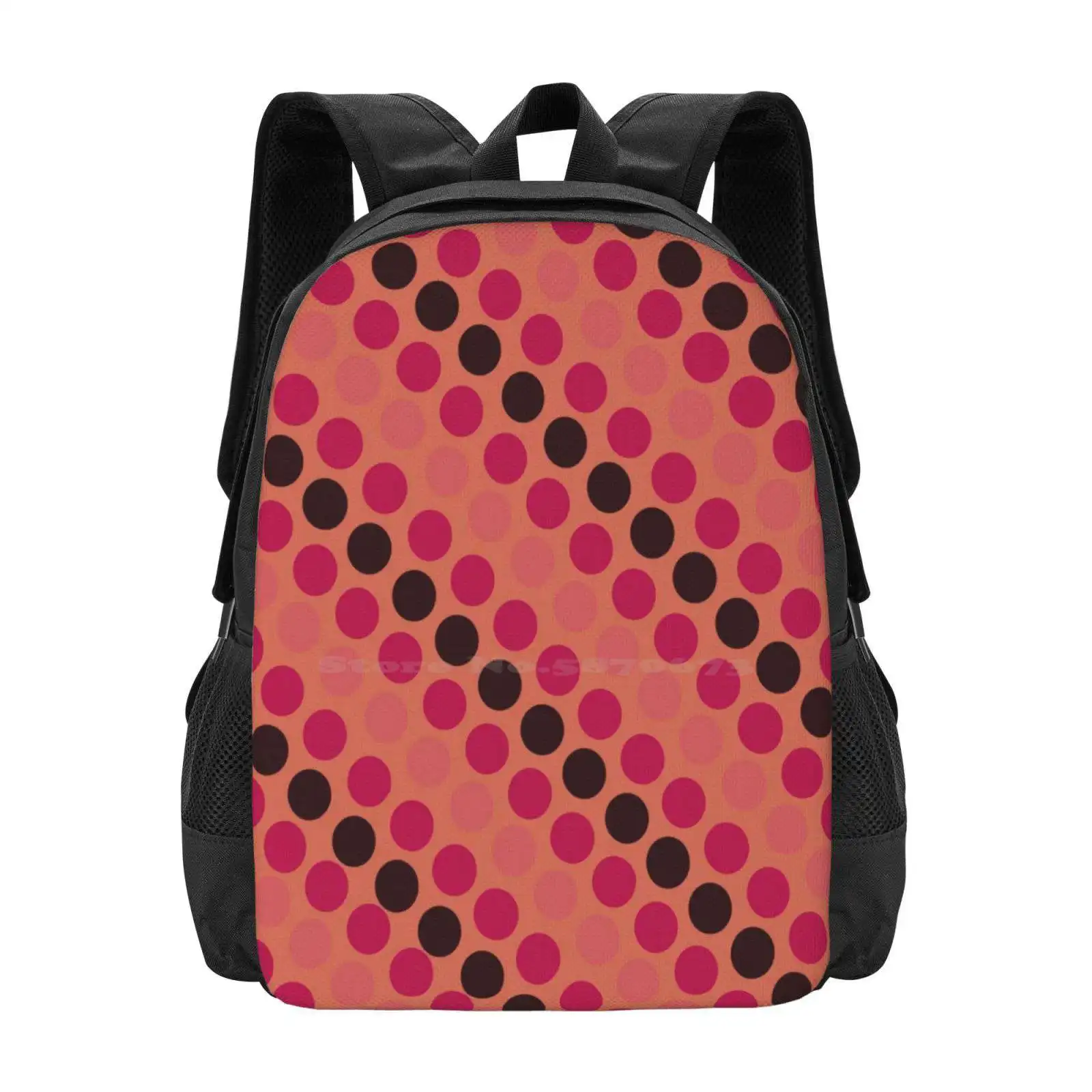 Sou'S Polka Dot Pattern 3D Print Design Backpack Student Bag Yttd Sous Pink Polka Dot Pink And Brown Polka Dot Yttd Shins