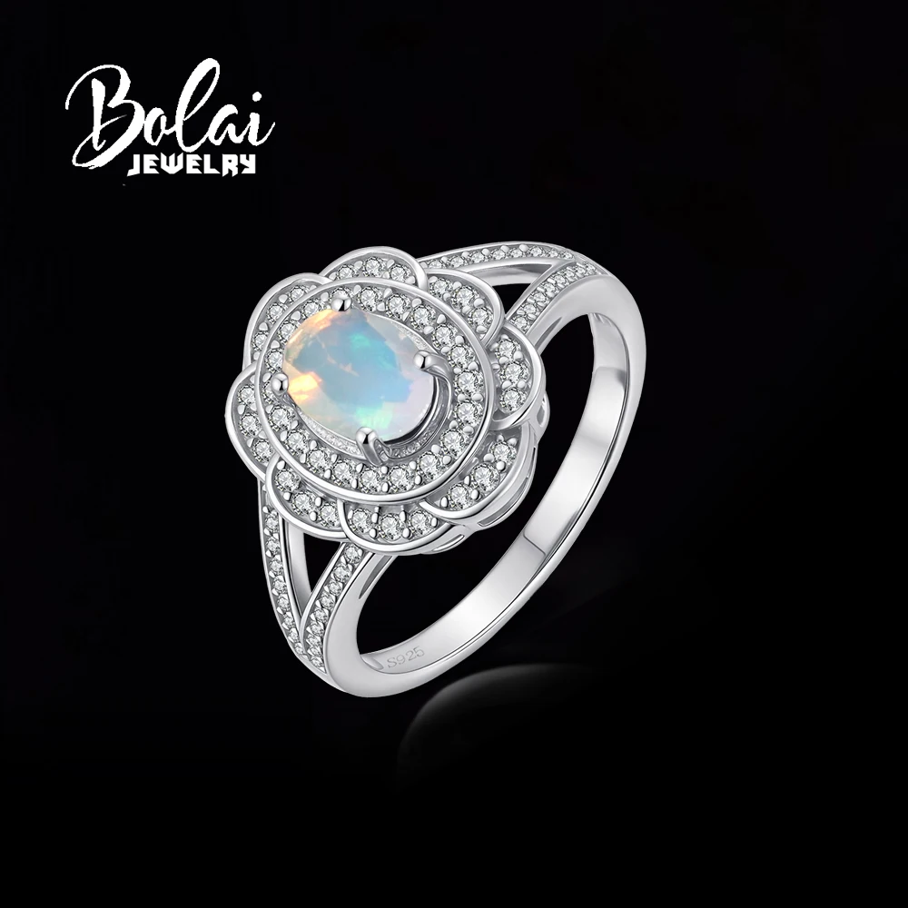 Elegant 925 Sterling silver ring natural opal October Birthstone gemstones fine jewelry for mom's Festive and birthdays gift
