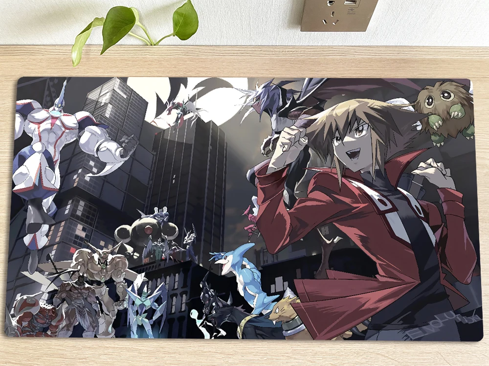 

YuGiOh GX Playmat TCG CCG Trading Card Game Mat OCG Duel Board Game Mat Anti-slip Desk Pad Anime Mouse Pad & Free Bag 60x35cm