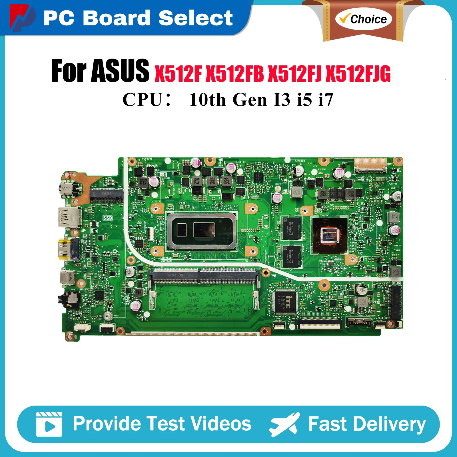 

X512FF Laptop Motherboard For ASUS VivoBook K512F X512FJ X512F V512F X512FJG V5000F F512F S512F Mainboard With 10th Gen I3 i5 i7