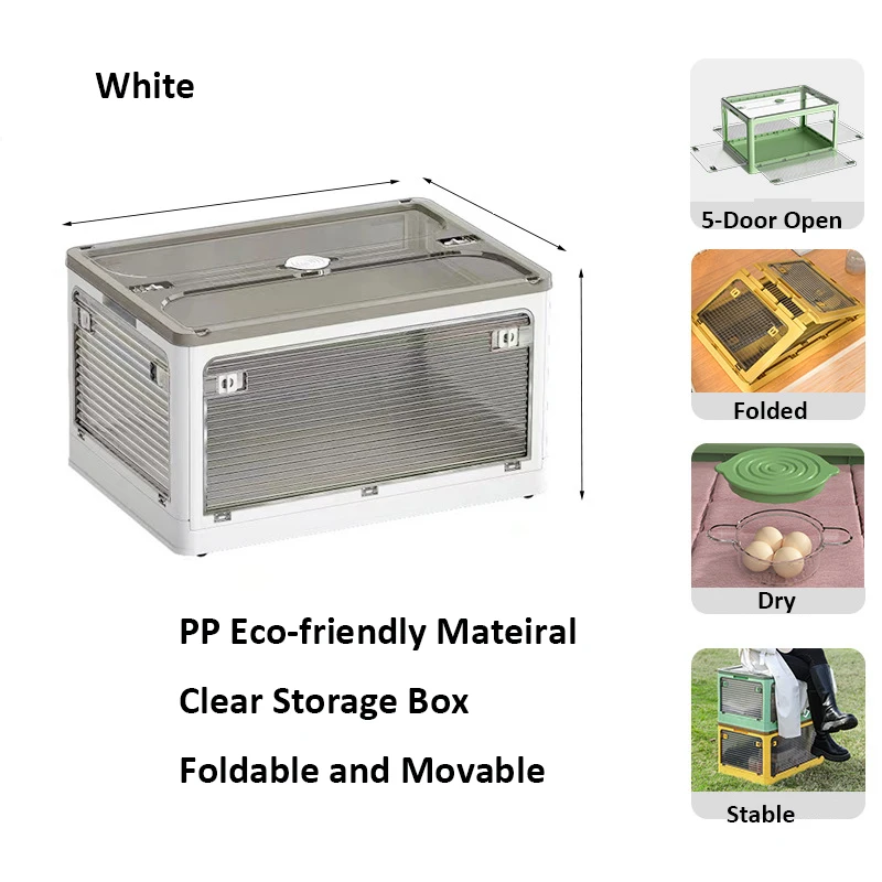 

SSD Foldable Clear Storage Box With Lid&Pulley Full Open Home Multifunction Containers Organizer Outdoor Camping Car Trunks Bin