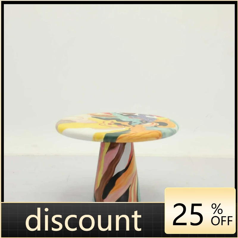 

LTT Art Painting Hand Painted Oil Painting Dining Table Round Casual Creative Dining Table Modern Simple Table