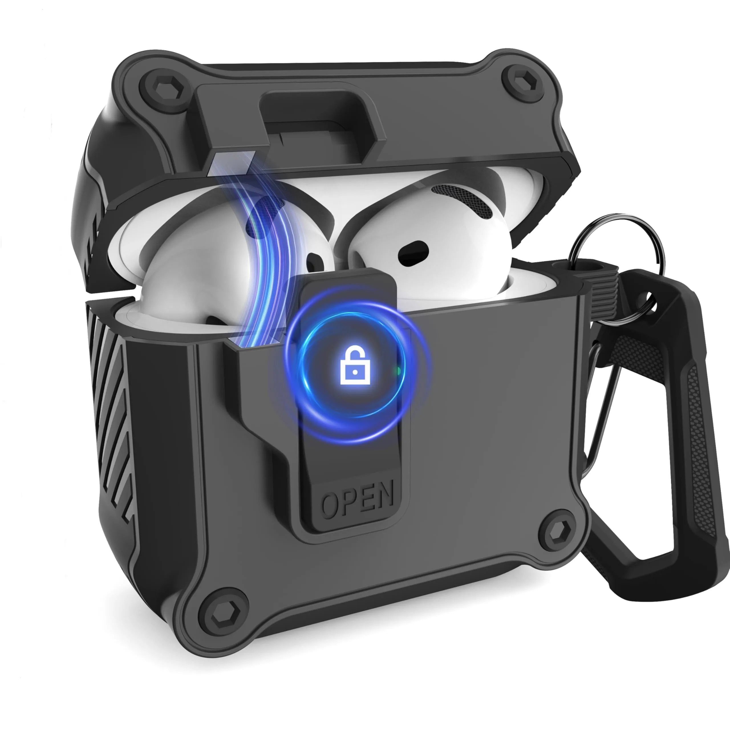 حافظة واقية ضد الماء لـ Airpods 4 ، حافظة تبديل الشحن مع سلسلة مفاتيح ، حافظة سماعة أذن فاخرة لجيل 4