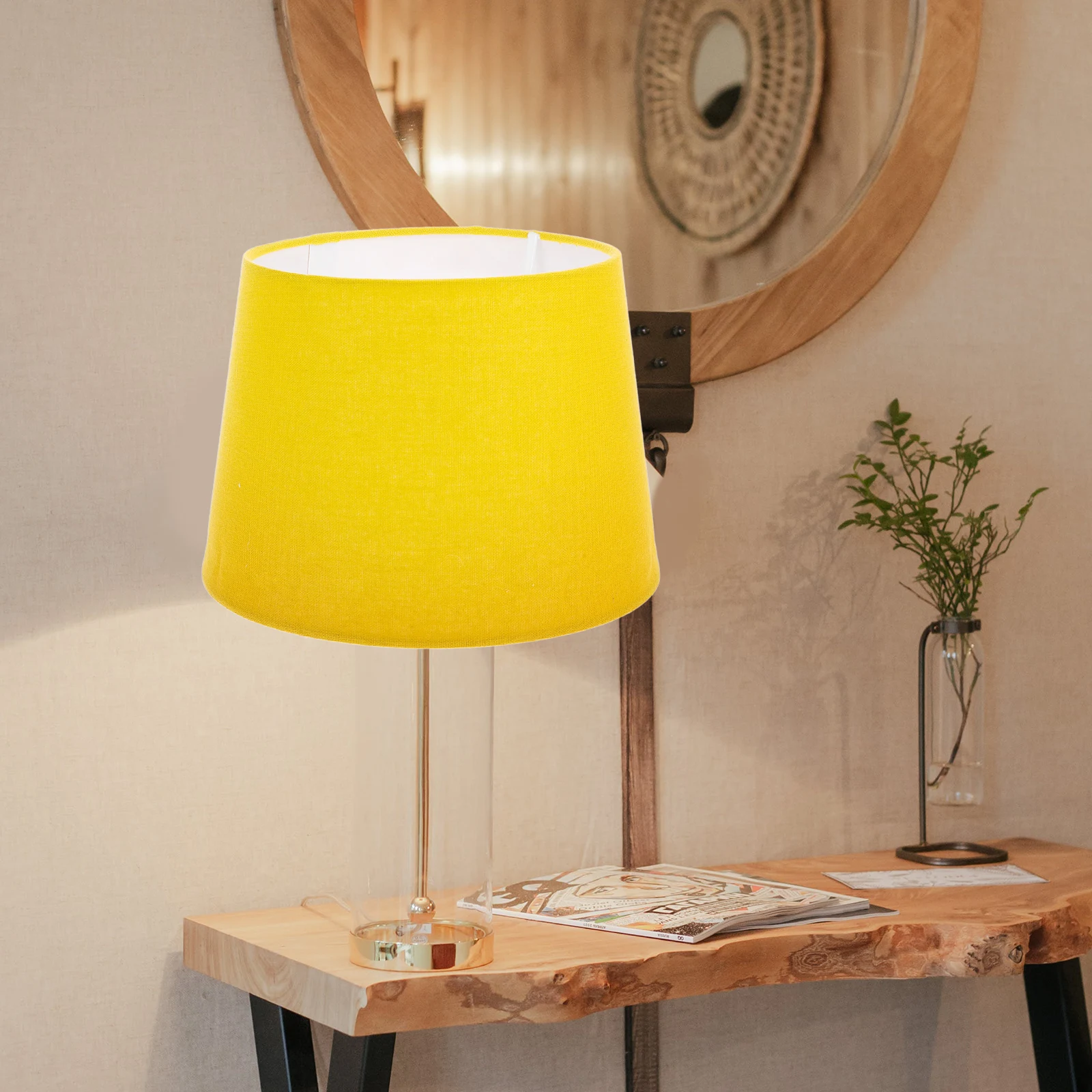 

Chinese Pastoral Lampshade Replacement for Table Floor Wall Lights Yellow Rectangular Cloth Metal for Bedroom