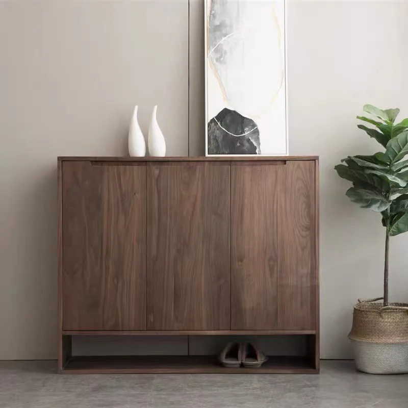 Armadietto da ingresso per ingresso con porta in noce nera nordamericana personalizzabile, porta oposta, armadietto moderno e semplice