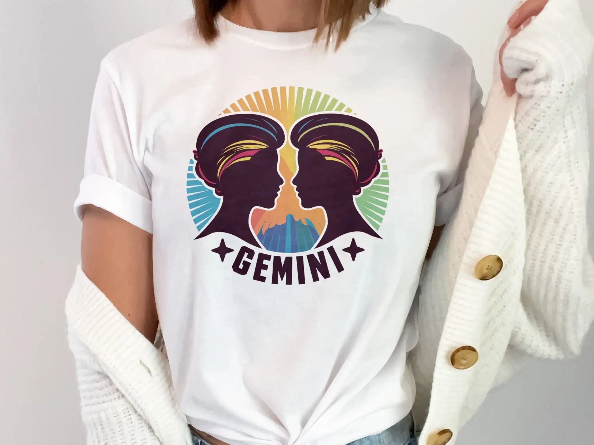 Gemini Zodiac Sign T Shirt Horoscope Astrology Star