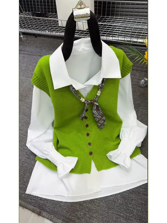 plus Size Casual Knitted Vest Top Women's Spring Autumn Loose Versatile Shoulder Open Cardigan Outerwear Fashion Style