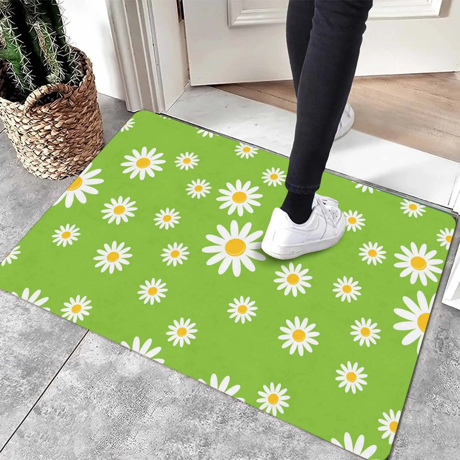 Daisy Delight Doormat - Vibrant Design, Brings Cheerful Flowers, Fresh Charm, and a Burst of Color to Your Home Entrance