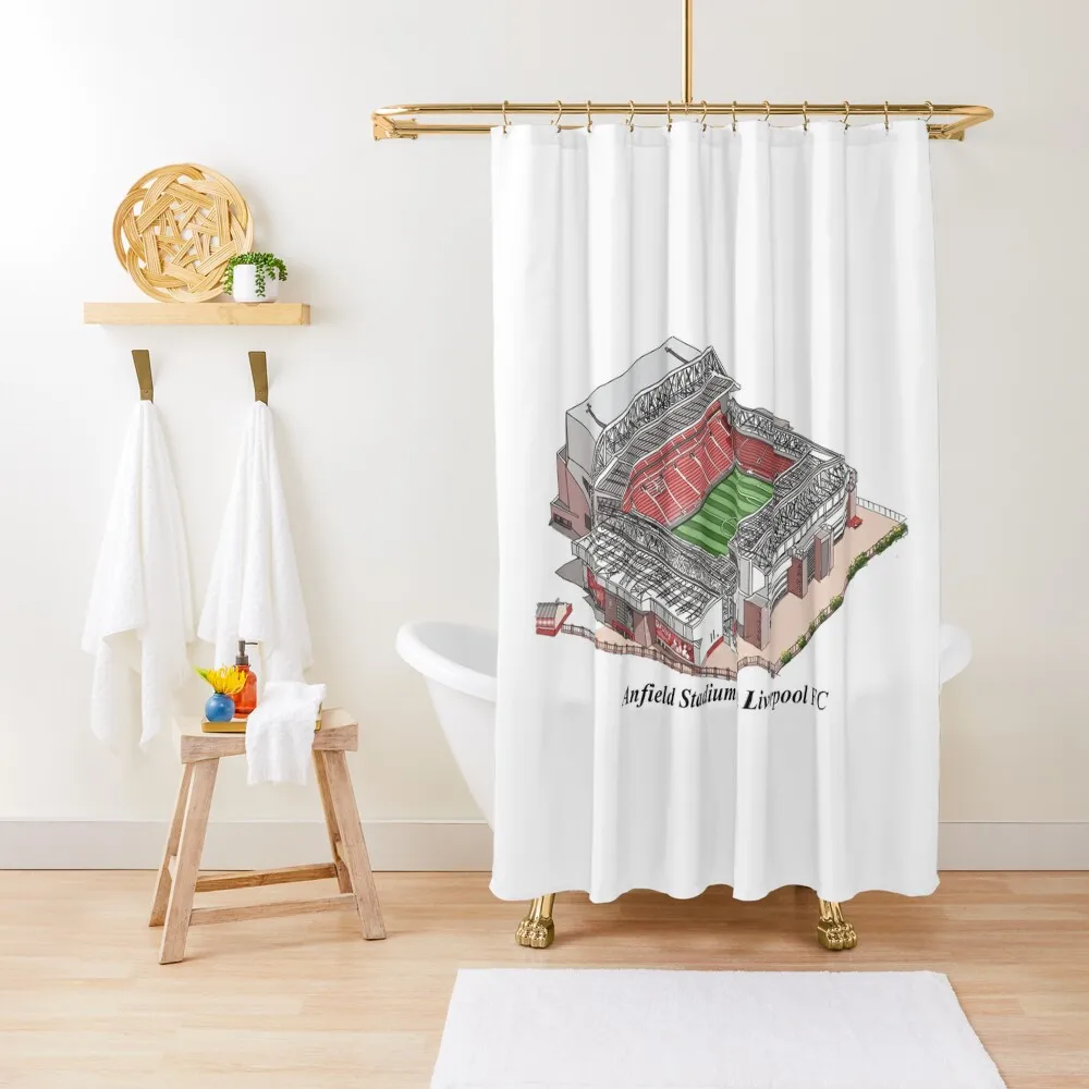 Drawing/Sketching of Anfield Stadium Liverpool FC Shower Curtain Waterproof Shower Accessories For Shower And Services Curtain