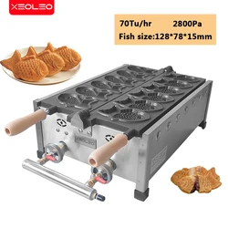 XEOLEO-máquina Taiyaki para hacer gofres con forma de pescado, fabricante de conos de gofres de Gas GLP, 6 modelos, sartén antiadherente para Postres, cocina comercial